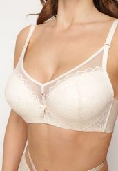 Jasnobeżowy Koronkowy Biustonosz Push-Up Evantia. Brązowe biustonosze Renee, bez wzorów, z koronki. W wyprzedaży za 31.99 zł.