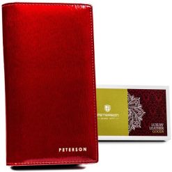 Portfel skórzany Peterson PTN 421431-SH czerwony. Czerwone portfele Peterson, bez wzorów, ze skóry. Za 121.99 zł.