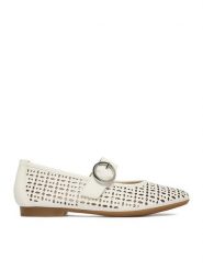 Remonte Baleriny CEO-D0K16-80 Biały. Białe baleriny Remonte, bez wzorów, ze skóry, bez obcasa, bez zapięcia. Za 369.99 zł.