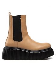 DeeZee Sztyblety ZAL85311-1A Brązowy. Brązowe botki DeeZee, bez wzorów, ze skóry, bez obcasa, na koturnie, bez zapięcia. Za 149.99 zł.