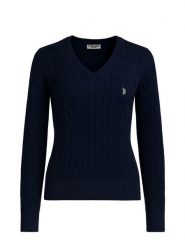 U.S. Polo Assn. Sweter w kolorze granatowym rozmiar: XL. Niebieskie swetry U.S. Polo Assn., s, bez wzorów, z bawełny, bez ramiączek. Za 174.43 zł.