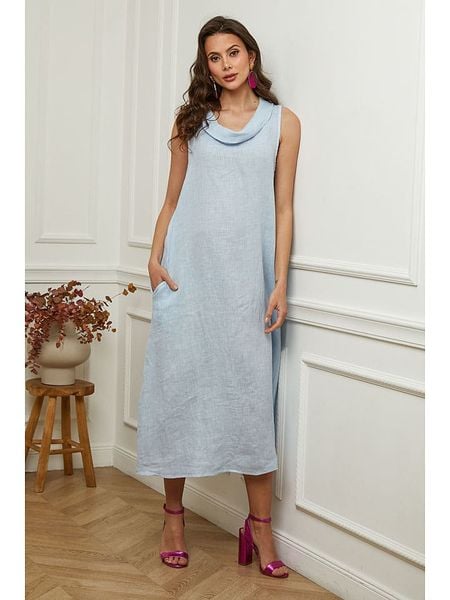 La Compagnie Du Lin Lniana sukienka "Imenn" w kolorze błękitnym rozmiar: M. Niebieskie sukienki La Compagnie Du Lin, m, bez wzorów, ze lnu, bez kołnierzyka, bez ramiączek, maxi. Za 242.13 zł.