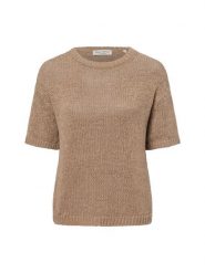Marc O'Polo sweter z dzianiny z krótkim rękawem Kobiety brązowy, XXL. Brązowe swetry Marc O'Polo, xxl, bez wzorów, z bawełny, eleganckie, bez ramiączek. Za 379.95 zł.