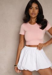 Różowy T-shirt Cropped z Wiskozą Efranessa. Czerwone t-shirty Renee, l, z aplikacjami, z wiskozy, eleganckie, bez kołnierzyka, bez ramiączek. W wyprzedaży za 67.99 zł.