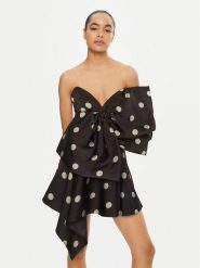 BARDOT Sukienka koktajlowa 59557DB1 Czarny Regular Fit. Czarne sukienki Bardot, bez wzorów, z syntetyku, wizytowe, bez kołnierzyka, bez ramiączek. Za 539.99 zł.