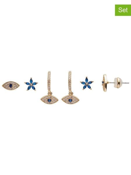 U.S. Polo Assn. Pozłacane kolczyki (3 pary) z kryształami rozmiar: onesize. Niebieskie kolczyki U.S. Polo Assn., z kryształem, metalowe. Za 131.43 zł.