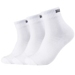 Skarpetki sportowe dla dorosłych 3PPK Unisex Mesh Ventilation Quarter Socks. Białe skarpetki Skechers, bez wzorów, z meshu. Za 58.99 zł.