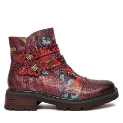 Botki Laura Vita. Czerwone botki LAURA VITA, bez wzorów, bez obcasa, na płaskiej podeszwie, bez zapięcia. Za 299.99 zł.