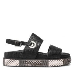 Sandały Wrangler. Czarne sandały Wrangler, bez wzorów, bez obcasa, na płaskiej podeszwie, bez zapięcia. Za 249.99 zł.