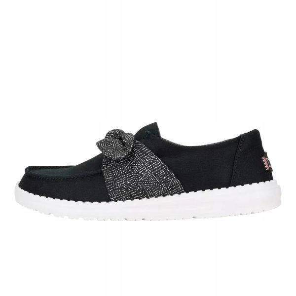 HeyDude Damskie Mokasyny Wendy Bow Essentials. Czarne mokasyny Hey dude, bez wzorów, z materiału. Za 219.00 zł.