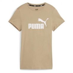 Koszulka sportowa damska Puma Ess Logo Tee. Brązowe t-shirty sportowe Puma, xs, bez wzorów, bez ramiączek. Za 143.00 zł.