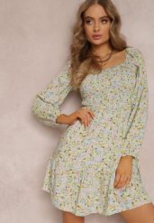 Jasnoniebieska Sukienka Kalephone. Niebieskie sukienki Renee, l, z aplikacjami, z tkaniny, bez kołnierzyka, bez ramiączek, mini, rozkloszowane. W wyprzedaży za 75.99 zł.