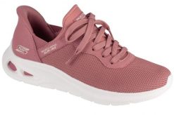 Buty sportowe Sneakersy damskie, Slip-Ins Bobs Sport Unity - Pinch Of Luck. Czerwone buty treningowe Skechers, bez wzorów, z materiału, przed kostkę, bez zapięcia, trekkingowe. Za 299.99 zł.