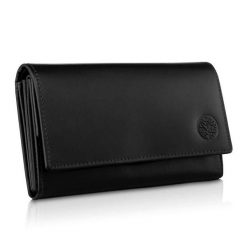 Portfel skórzany BETLEWSKI czarny BPD-NVTC-10 BLACK. Czarne portfele Betlewski, bez wzorów, ze skóry. Za 159.99 zł.