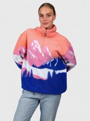 Brunotti Bluza polarowa "Chino" w kolorze pomarańczowo-różowo-niebieskim rozmiar: S. Niebieskie bluzy bez kaptura Brunotti, s, bez wzorów, z polaru, bez kaptura. Za 150.37 zł.