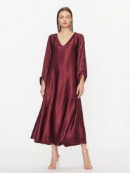 Dixie Sukienka koktajlowa A782Z037 Bordowy Relaxed Fit. Czerwone sukienki Dixie, s, bez wzorów, z wiskozy, wizytowe, bez kołnierzyka, bez ramiączek. Za 249.99 zł.