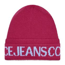 Czapka Versace Jeans Couture. Czerwone czapki zimowe Versace Jeans Couture, bez wzorów, z jeansu. Za 449.99 zł.