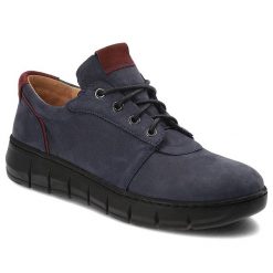 Granatowe Półbuty Armodo Modne Obuwie Damskie. Niebieskie buty treningowe Armodo, bez wzorów, z jeansu, sportowe, bez obcasa. Za 296.99 zł.