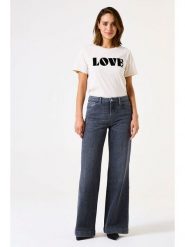 Garcia Dżinsy "Celia" - Wide fit - w kolorze antracytowym rozmiar: W26. Czarne jeansy Garcia, z aplikacjami, ze skóry, klasyczne, z podwyższonym stanem. Za 193.24 zł.