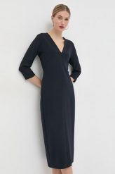 Max Mara Leisure sukienka kolor granatowy midi dopasowana. Niebieskie sukienki Max Mara Leisure, m, bez wzorów, bez kołnierzyka, bez ramiączek, midi, dopasowane. Za 1,219.90 zł.