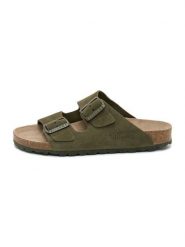 Billowy Skórzane klapki w kolorze khaki rozmiar: 36. Brązowe klapki Billowy, bez wzorów, klasyczne, z otwartym noskiem, bez obcasa, bez zapięcia. Za 152.99 zł.