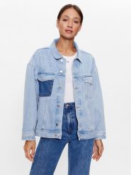 Tommy Jeans Kurtka jeansowa Daisy DW0DW16086 Niebieski Oversize. Niebieskie kurtki Tommy Jeans, m, bez wzorów, z bawełny, bez kaptura. Za 749.99 zł.