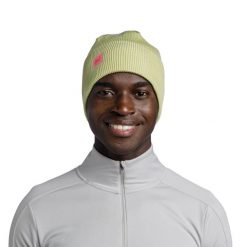 Czapka zimowa Buff Crossknit Beanie - sheen yellow. Żółte czapki zimowe Buff, bez wzorów, z dzianiny, wizytowe. Za 156.55 zł.