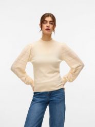 Vero Moda Sweter w kolorze beżowym rozmiar: XS. Brązowe swetry Vero Moda, xs, bez wzorów, bez ramiączek. Za 79.03 zł.