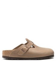 Birkenstock Klapki Boston Bs 960813 Beżowy. Brązowe klapki Birkenstock, bez wzorów, z nubiku, bez obcasa, bez zapięcia. Za 529.00 zł.