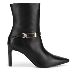 Botki Gino Rossi. Czarne botki Gino Rossi, bez wzorów, bez obcasa, na szpilce, bez zapięcia. Za 299.99 zł.