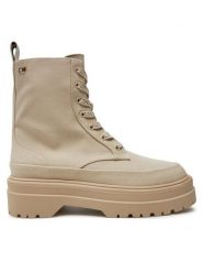 Tommy Hilfiger Botki FW0FW08200 Beżowy. Brązowe botki Tommy Hilfiger, bez wzorów, ze skóry, bez obcasa, na płaskiej podeszwie, bez zapięcia. Za 299.99 zł.
