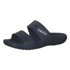 Klapki Dla Dorosłych Crocs Classic Sandal. Niebieskie klapki Crocs, bez wzorów, z materiału, bez obcasa, bez zapięcia. Za 118.99 zł.