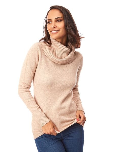 Soft Cashmere Golf w kolorze beżowym rozmiar: 38/40. Brązowe swetry Soft Cashmere, bez wzorów, z kaszmiru, klasyczne, bez ramiączek. Za 158.10 zł.