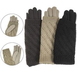 Czarne Damskie Rękawiczki Moraj Z Futerkiem. Czarne rękawiczki Moraj, bez wzorów, z dzianiny, eleganckie. Za 34.99 zł.