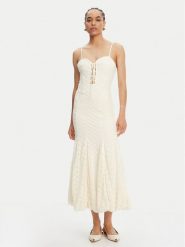 BARDOT Sukienka koktajlowa Delaney 59928DB Beżowy Regular Fit. Brązowe sukienki Bardot, bez wzorów, z bawełny, wizytowe, bez kołnierzyka, bez ramiączek. Za 689.99 zł.