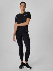 4F Legginsy do biegania szybkoschnące damskie - czarne S. Czarne legginsy 4f, bez wzorów, z materiału. Za 169.99 zł.