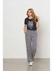 &Co Woman Spodnie "Patrice" w kolorze czarno-niebieskim rozmiar: M. Czarne spodnie materiałowe &Co Woman, bez wzorów, z materiału, z podwyższonym stanem. Za 283.48 zł.