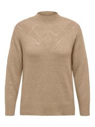 ONLY Carmakoma Golf 15296580 Beżowy Regular Fit. Brązowe swetry Only Carmakoma, bez wzorów, z syntetyku, bez ramiączek. Za 129.99 zł.