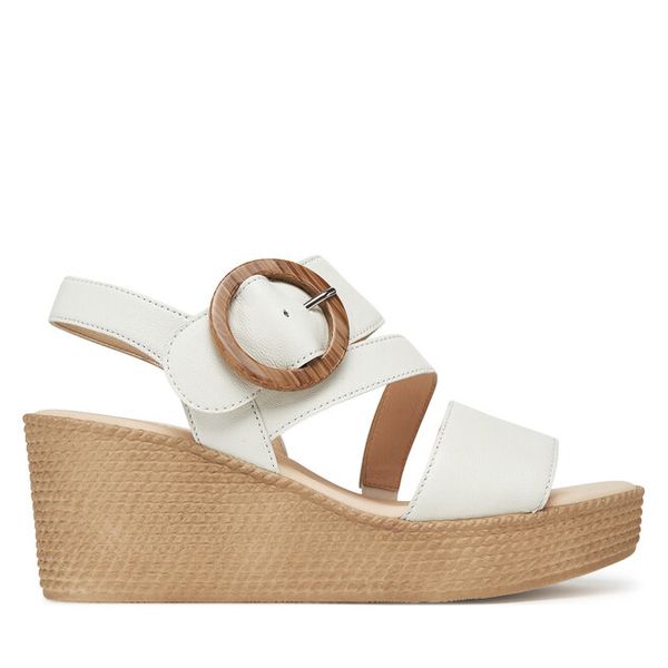 Sandały Gabor. Białe sandały Gabor, bez wzorów, bez obcasa, na koturnie, bez zapięcia. Za 479.99 zł.