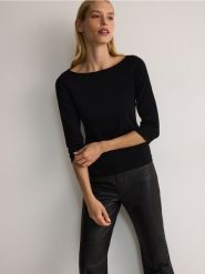 Bluzka z bawełny - czarny. Czarne bluzki Reserved, l, bez wzorów, z bawełny, bez kołnierzyka, bez ramiączek. W wyprzedaży za 35.99 zł.