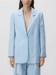 Marynarka z wiskozą - jasnoniebieski. Niebieskie marynarki i żakiety Reserved, l, bez wzorów, z tkaniny, bez ramiączek. Za 229.99 zł.