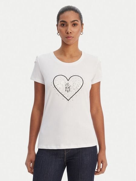 Fracomina T-Shirt FR26ST3002J401N5 Biały Regular Fit. Białe t-shirty Fracomina, xs, bez wzorów, z bawełny, bez kołnierzyka, bez ramiączek. Za 141.99 zł.