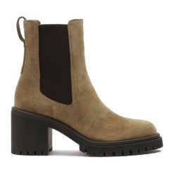 Botki Kazar. Brązowe botki Kazar, bez wzorów, bez obcasa, na słupku, bez zapięcia. Za 524.00 zł.