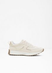 Sneakersy z metalicznymi detalami. Brązowe buty sportowe lifestyle bonprix, bez wzorów, sportowe, bez zapięcia. Za 124.99 zł.