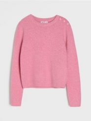 Sweter z domieszką wełny - różowy. Czerwone swetry Sinsay, l, bez wzorów, z wełny, bez ramiączek. Za 39.99 zł.