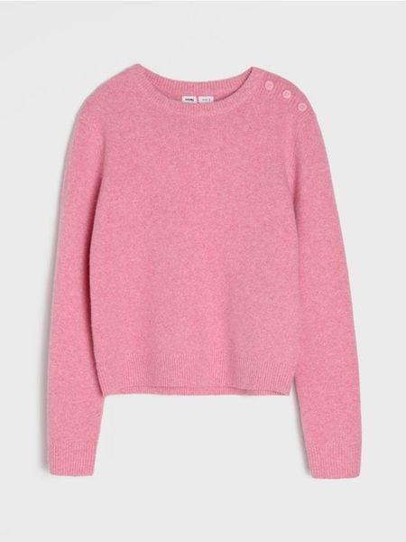 Sweter z domieszką wełny - różowy. Czerwone swetry Sinsay, l, bez wzorów, z wełny, bez ramiączek. Za 39.99 zł.