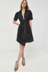 Twinset sukienka bawełniana kolor czarny mini rozkloszowana. Czarne sukienki Twinset, m, bez wzorów, z bawełny, bez kołnierzyka, bez ramiączek, mini, rozkloszowane. Za 779.99 zł.