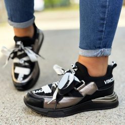 Srebrne sneakersy półbuty damskie Vinceza 10658. Szare buty sportowe lifestyle VINCEZA, bez wzorów, ze skóry, sportowe, bez zapięcia. Za 129.00 zł.