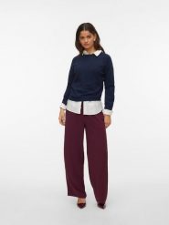 Vero Moda Spodnie w kolorze ciemnofioletowym rozmiar: XL. Różowe spodnie materiałowe Vero Moda, bez wzorów, z materiału. Za 86.99 zł.