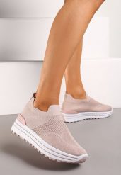 Różowe Buty Sportowe na Grubej Podeszwie z Elastyczną Cholewką Bellinda. Czerwone buty sportowe lifestyle Born2be, bez wzorów, bez zapięcia. Za 89.99 zł.
